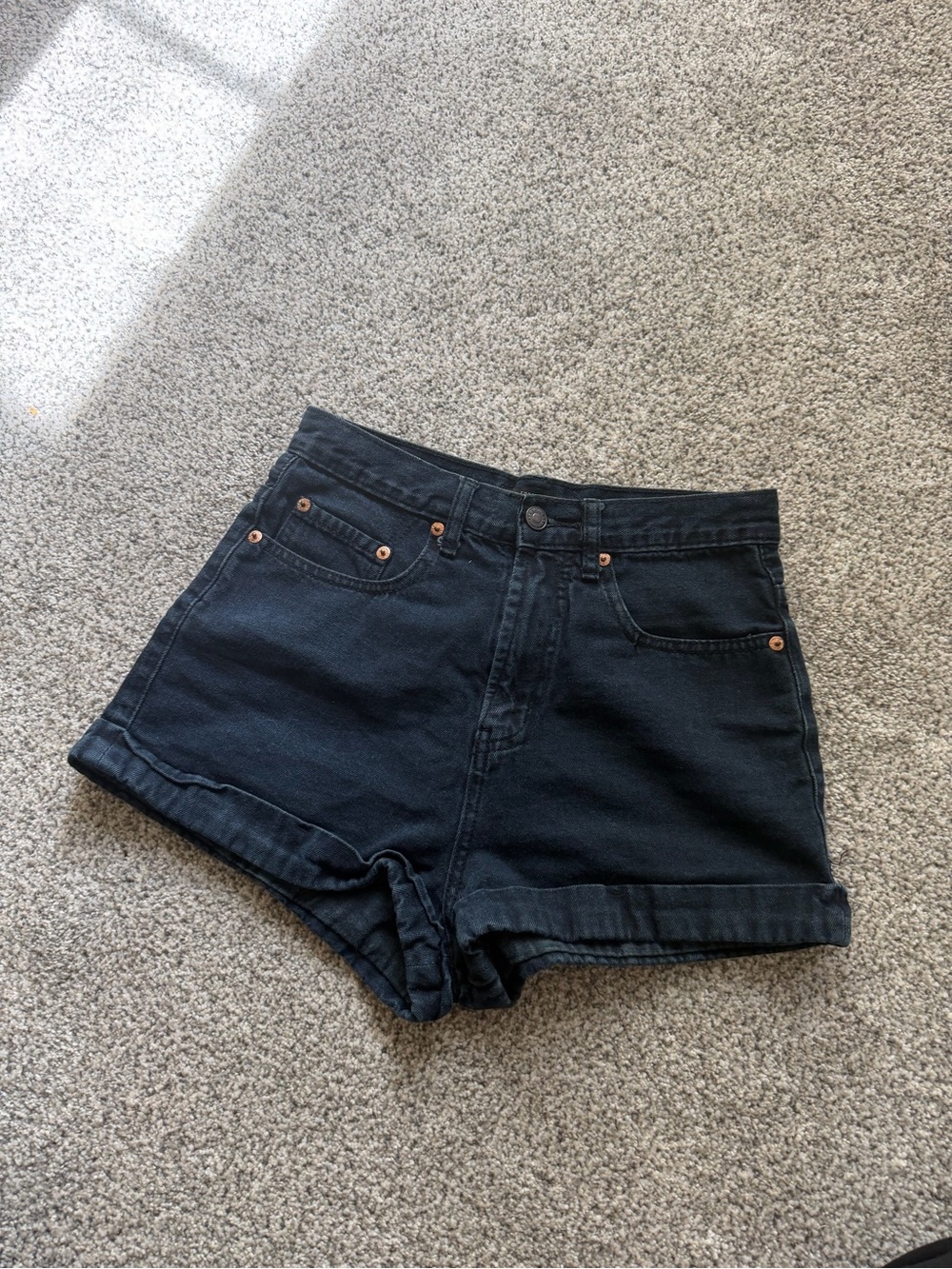 Forever 21 Black High-Rise Denim Shorts